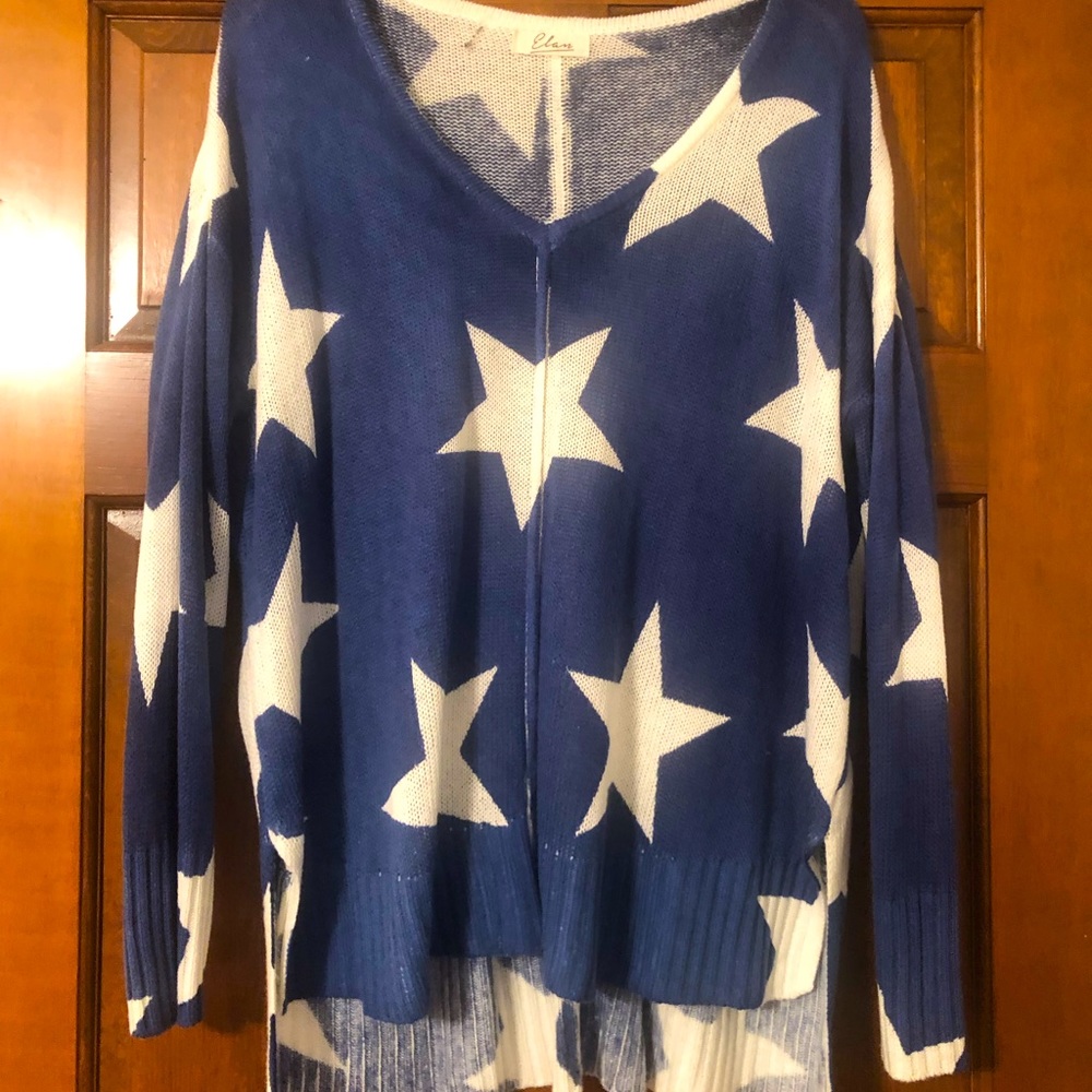 Blue star sweater from Boot Barn. Worn twice.  One size fits most.